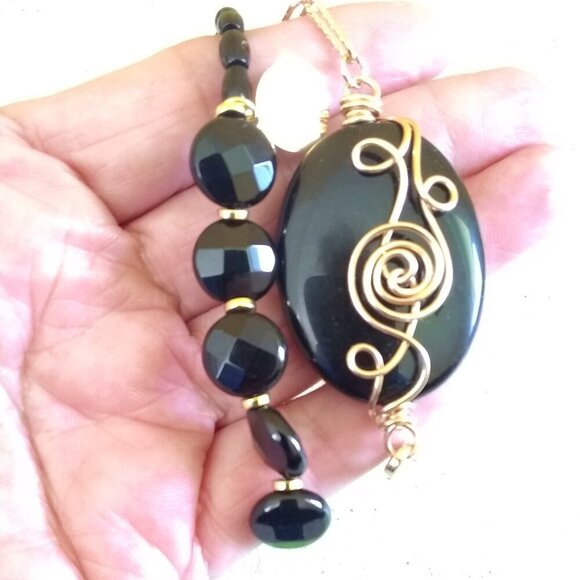 Massive Protection Bracelet Set: Black Jasper + Obsidian & Ohm Om! Balance + Chi - Picture 11 of 15